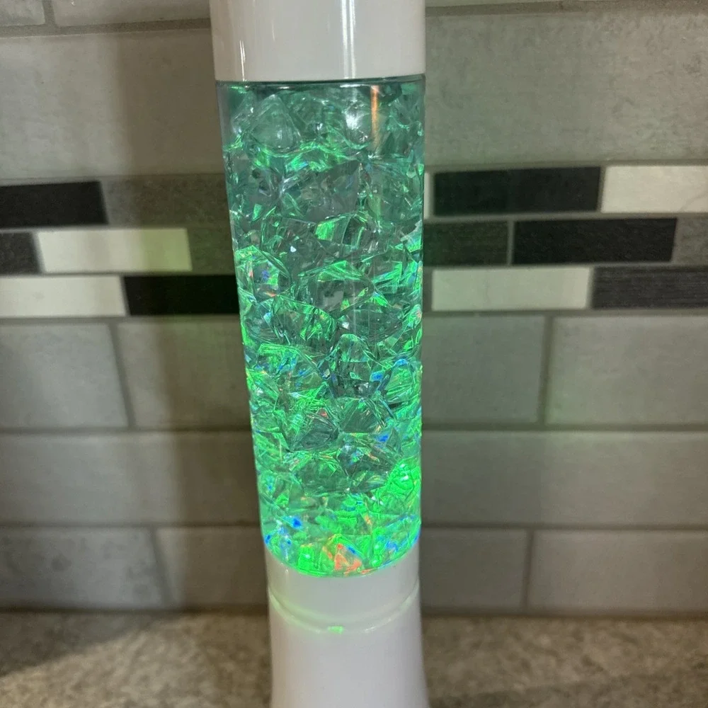 Crystal Color Changing Ambient Light Lamp 13 Inch Tall White Battery Operated